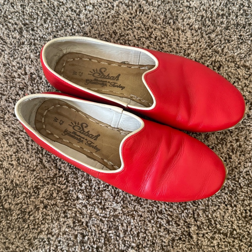 Sabah Red Leather Loafers Size 42